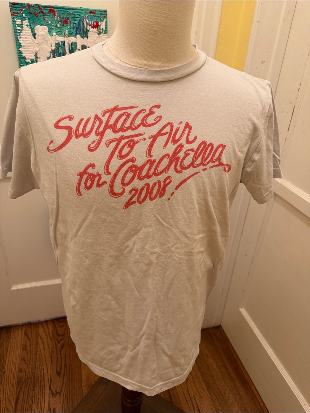Coachella 2008 'Surface to Air' Graphic Tee - White with Red Print